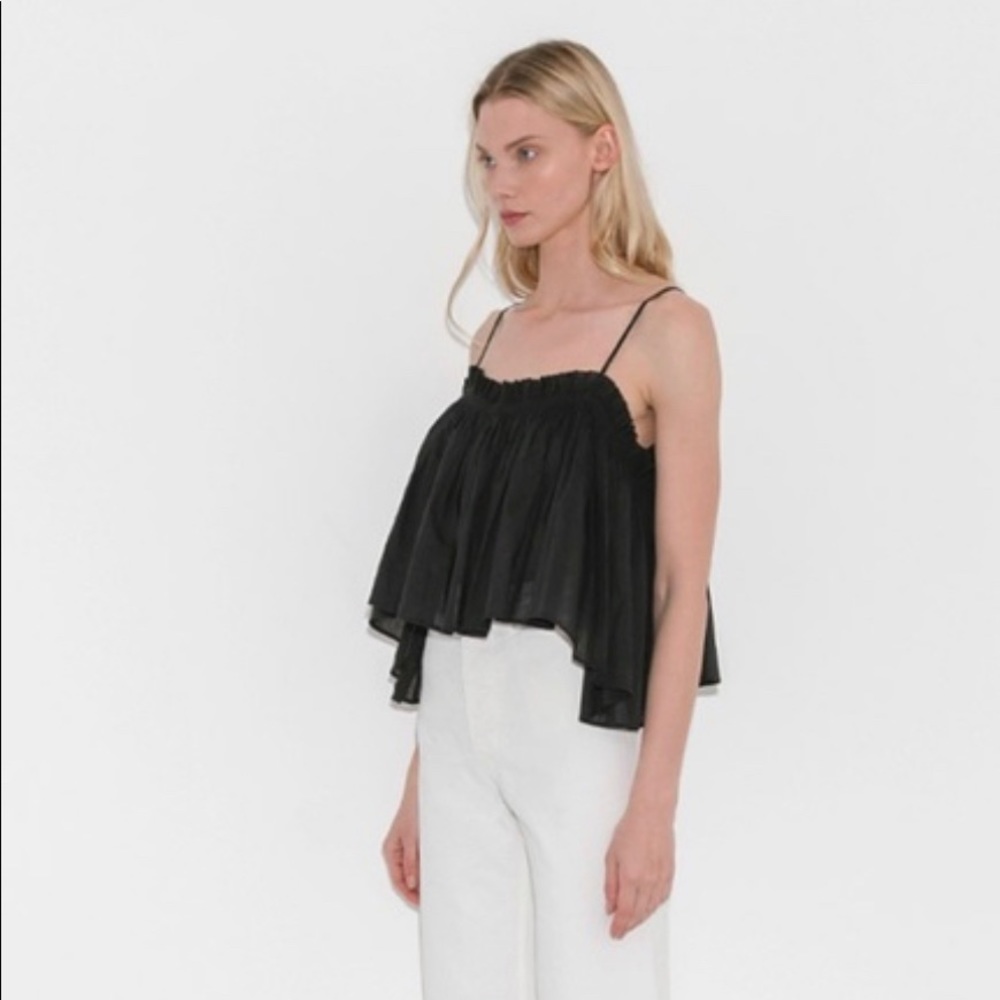 Apeice Apart Black Cropped Camisole Flowy Flounce Top Size 0 Black